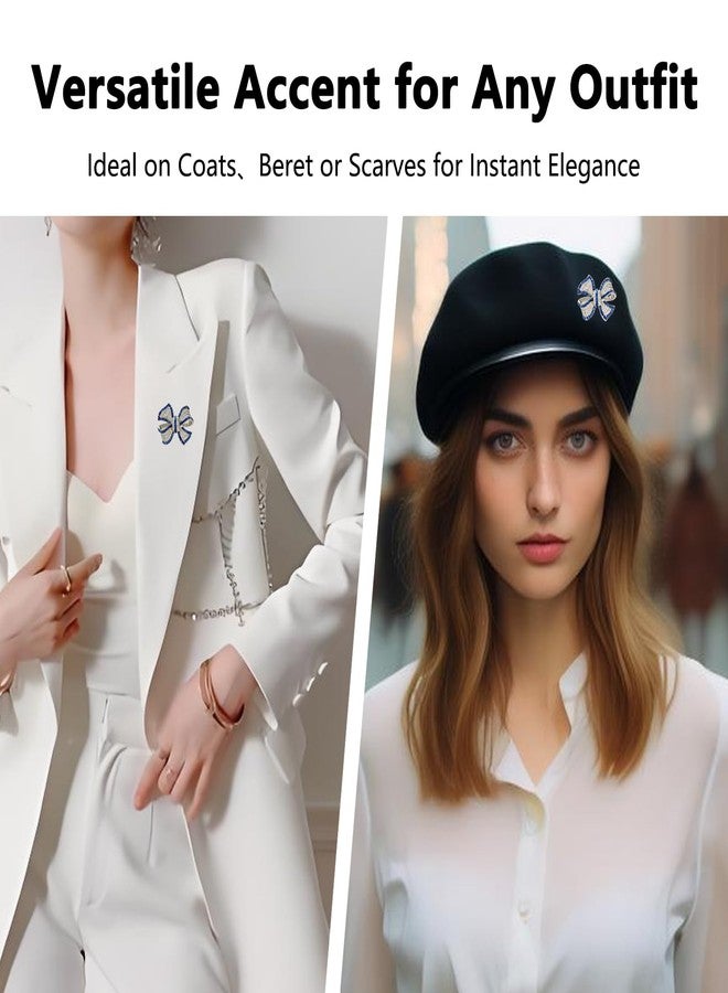 KGCGJVB Blue Brooches for Women Vintage Crystal Bow Pin Small Lapel Pins and Rhinestone Broches for Clothes, Sapphire Brooche Elegant Women's Clothing Accessory and Jewelry Piece - Image 3